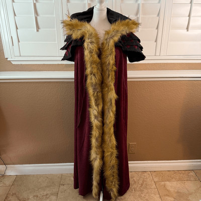 Punk Rave Women s Red Black Gothic Faux Fur Coat With Hood Dark Victorian Witchy