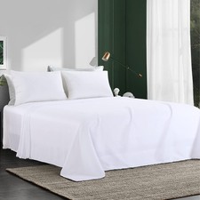 White Oversized Extra Large King Flat Top Bed Sheet 120x120 In Breathable