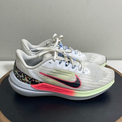 Nike ZoomX Invincible 3 Men 9 White Neon Running Shoes Lightweight Cushioning