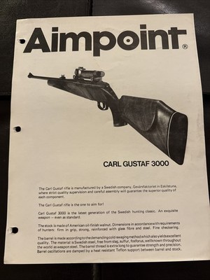 Original Carl Gustaf 3000 dealer Sales Flyer Excellent Condition RARE! Aimpoint
