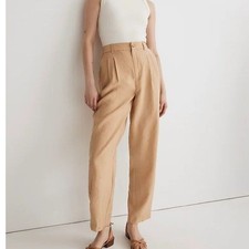 Madewell The Tailored Tapered Preppy Academia Pant in Softdrape Beige NWT 12