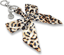 Keychain Elegant Leopard Print Bow Bag Charms - Detachable Purse Accessories for