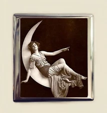 Paper Moon Cigarette Case Business Card ID Holder Wallet Art Nouveau Deco