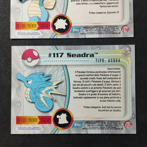 Horsea #116 Seadra #117_ Pokemon Topps Series 2 _ Italiano _ Nearmint - Picture 6 of 6