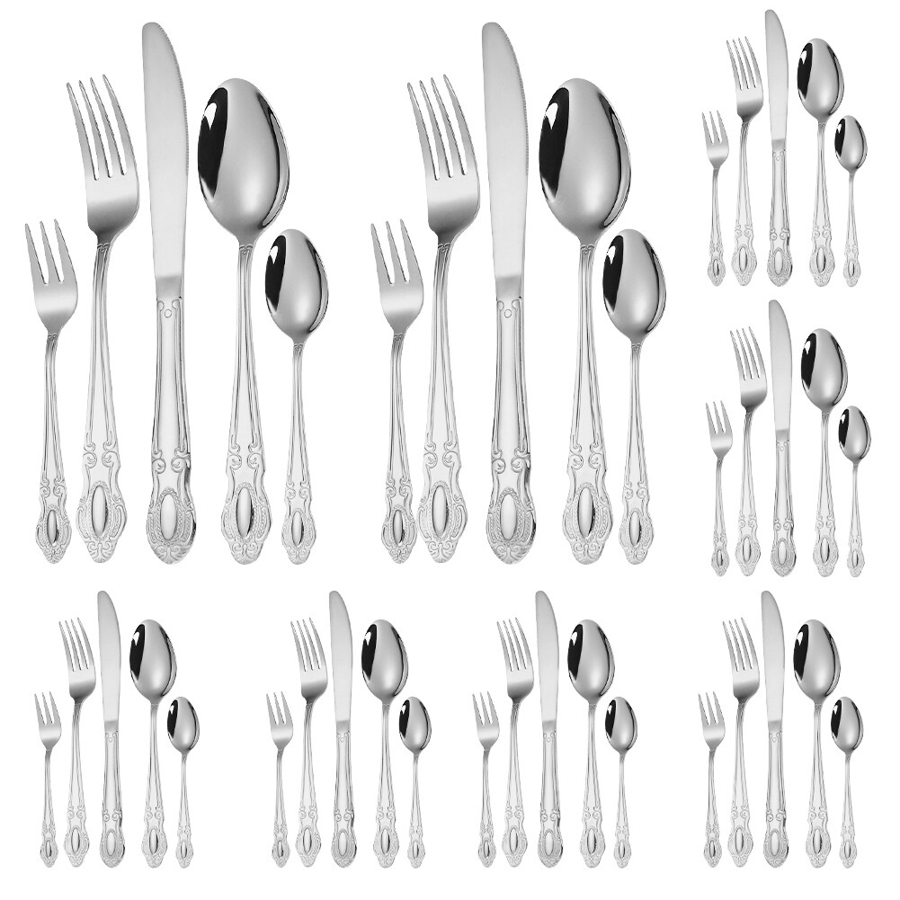 40 teilig Elegant Royal Besteck Set 8 Personen 18/10 Edelstahl poliert glänzend
