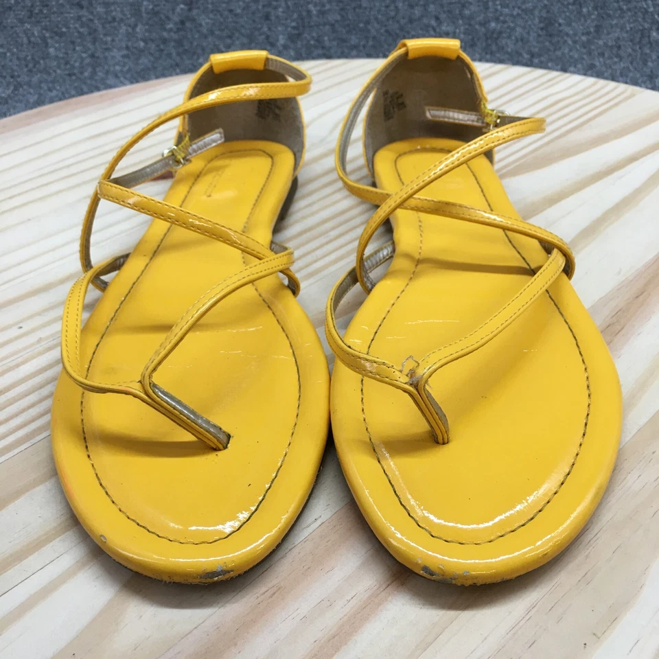 Sandalias Worthington para mujer 9 M informales con tiras al tobillo planas amarillas imitación cuero Foto 4 de 4