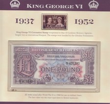 1937-1952 Banknote Stamp Coin Set £1 Brilliant Uncirculated King George VI