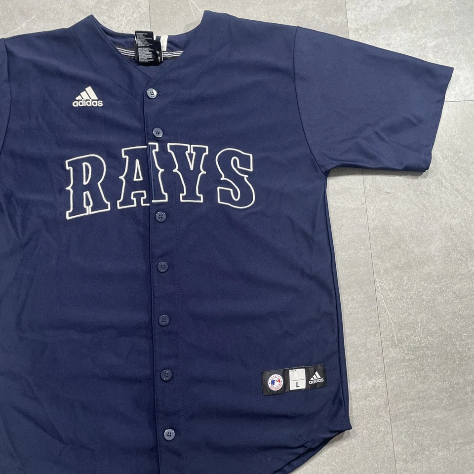 Tampa Bay Rays Adidas jersey boys Large youth blue throwback stitched MLB - Image 3 of 4