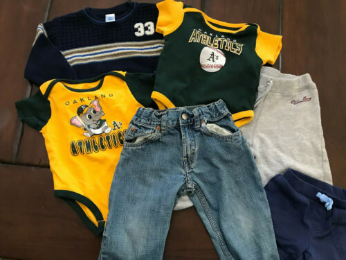Baby Boy 18 Mos Mixed Clothing Baseball Oakland Athletics Bodyuit Pants Sweater - Picture 1 of 4