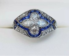 1Ct White Princess  Oval Cut CZ Art Deco Style Wedding Ring In Solid 925 Silver