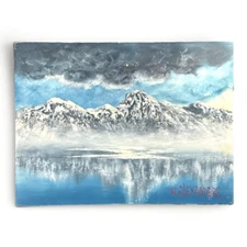 William Alexander Oil Landscape, PBS TV Painting Bob Ross Teacher Mountains Blue