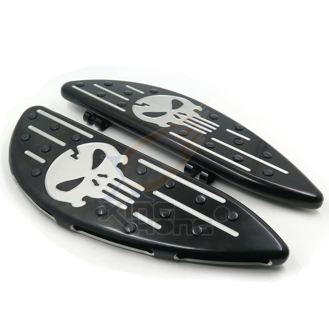 Black Skull Driver Stretched Floorboard For Harley Dyna FLD eBay