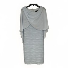 Scarlett Light Blue Silver Ruffle Cape Dress Size 4 Mother Of The Bride Groom