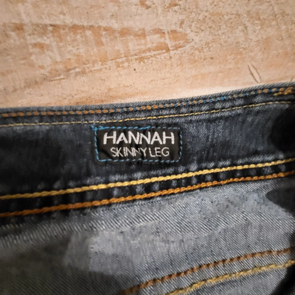 Pantalones de mezclilla para mujer Roca Wear Hannah de pierna ajustada talla 22 azul oscuro bolsillos bordados Foto 3 de 4