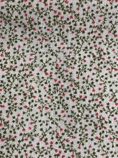 Green & Red Floral & Vines Print Fabric Cottage Core 1 Yard + 8” x 44 NEW