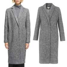 Whistles Grey Herringbone Cotton Wool Blend Overcoat Size Us 8 $505 Msrp