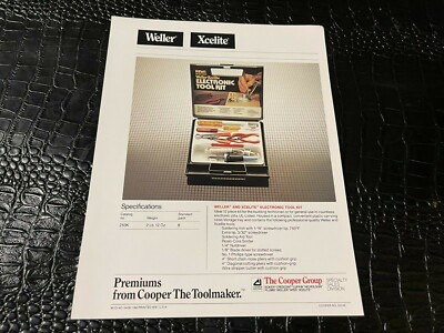 1980s VINTAGE AD SHEET #3820 - WELLER XCELITE ELECTRONIC TOOL SET