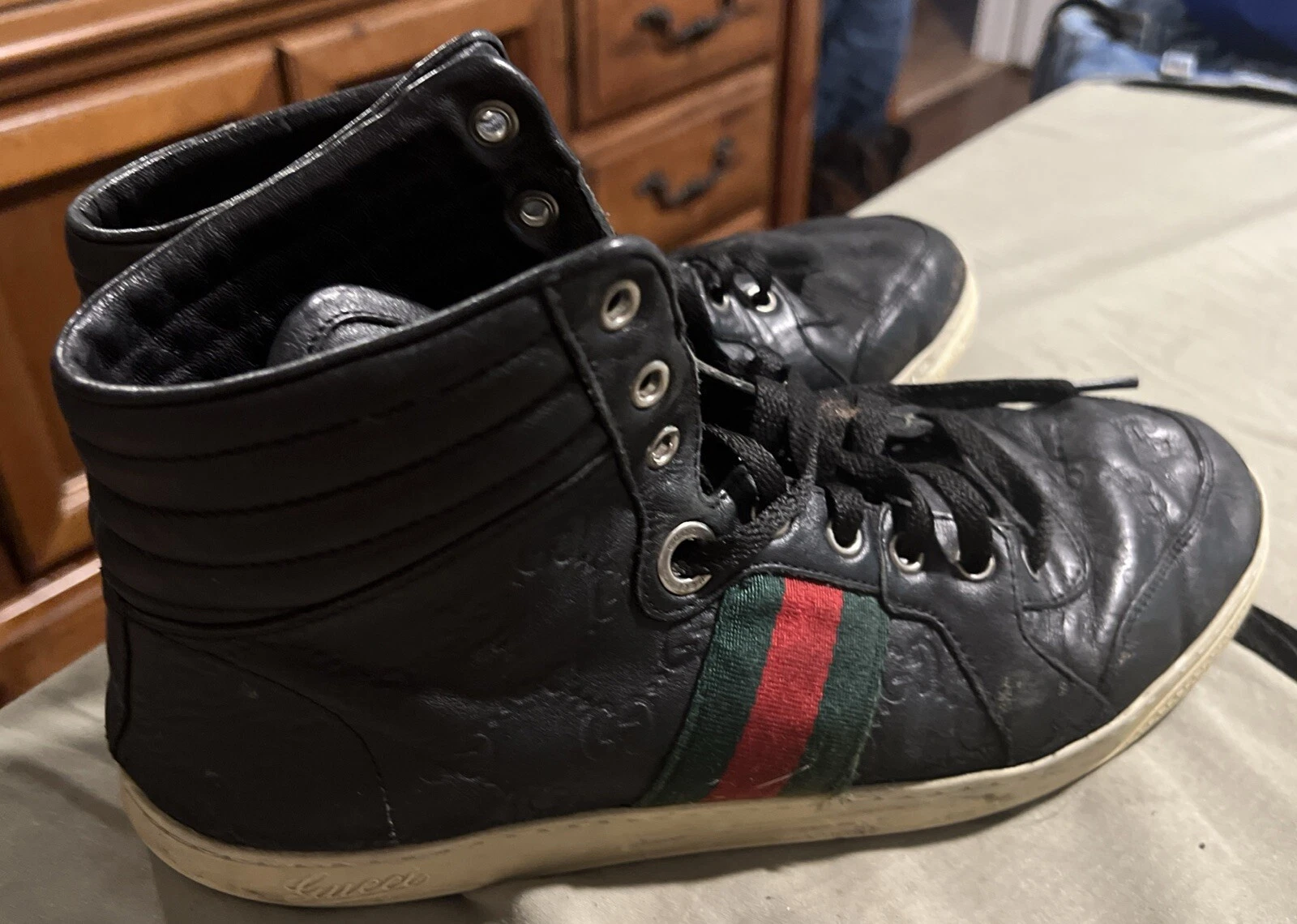 Baskets GUCCI HOMME Web Dapper noires GG monogramme en relief TAILLE US 8 C
