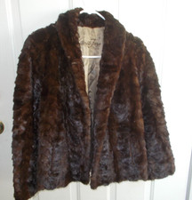Albrecht Faux Fur Coat Jacket Velvet Plush Brown Small Open Front