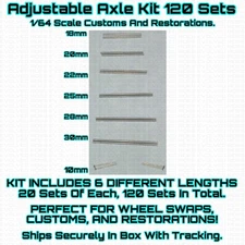 Premium Axle Kit 120 Sets 6 Lengths For 1/64 Scale Custom Restoration Real Rider