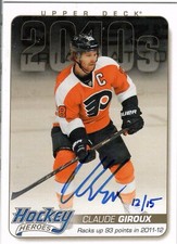 2014-15 Upper Deck 2010s Hockey Heroes Autograph #HH85 Claude Giroux 12/15 SP