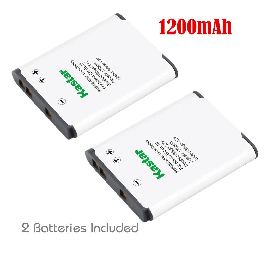 2x Kastar Battery for Nikon EN-EL19 Coolpix A100 A300 W100 S32 S33