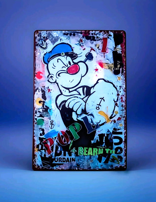 BLECH/Metallschild - ''POPEYE'' - STREET-ART - 20 x 30 cm - vorgelocht - NEU!