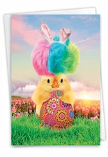 Easter Greeting Card with 5" x 7" w/ Envelope (1 Card) Chicks In A Basket