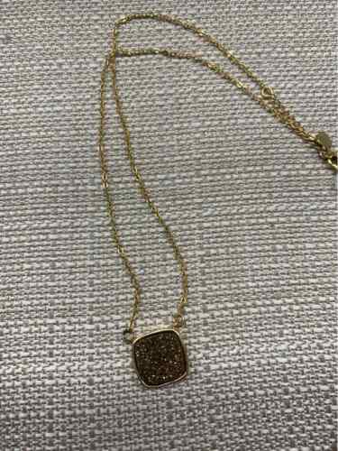 Gold Square Druzy Necklace