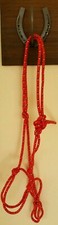 Handcrafted FULL Rope Halter RED - Horse Riding Headstall Equine