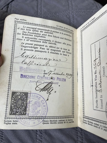 ANTICO LIBRETTO PASSAPORTO SVIZZERO,SUISSE,DATATO 1930 con francobolli scaduti - Foto 6 di 10