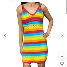 Ultra Flirt multicolor knit crochet stretch y2k Sundress vintage