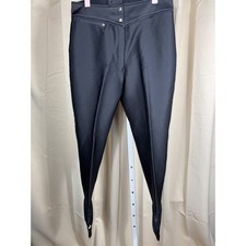 Vintage 1980s Peregrine Sun Valley Skiwear Wool Blend Stirrup Pants Black 14R