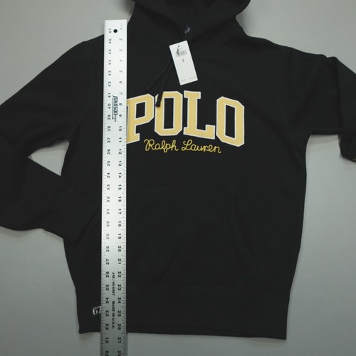 Polo Ralph Lauren Logo Fleece Hoodie Sweatshirt Men's Size S Black Embroidered - Afbeelding 7 van 9