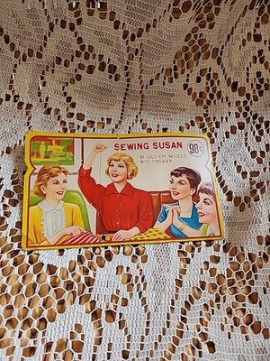 Vtg Sewing Susan Gold Eye Needles 1950's Original Pkg Japan Some Needles Missing