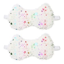 2 Pack Plush Sleep Masks, Cute Light Eye Mask Soft Sleeping Eye Cover, White