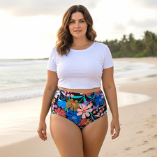 Profile by Gottex Women  s 16 Floral High-Waisted Ruched Lined Bikini Bottom