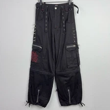Blacklist Pants Unisex 28 Black Punk Cyber Goth Rave Skull Convertible Y2K Cargo