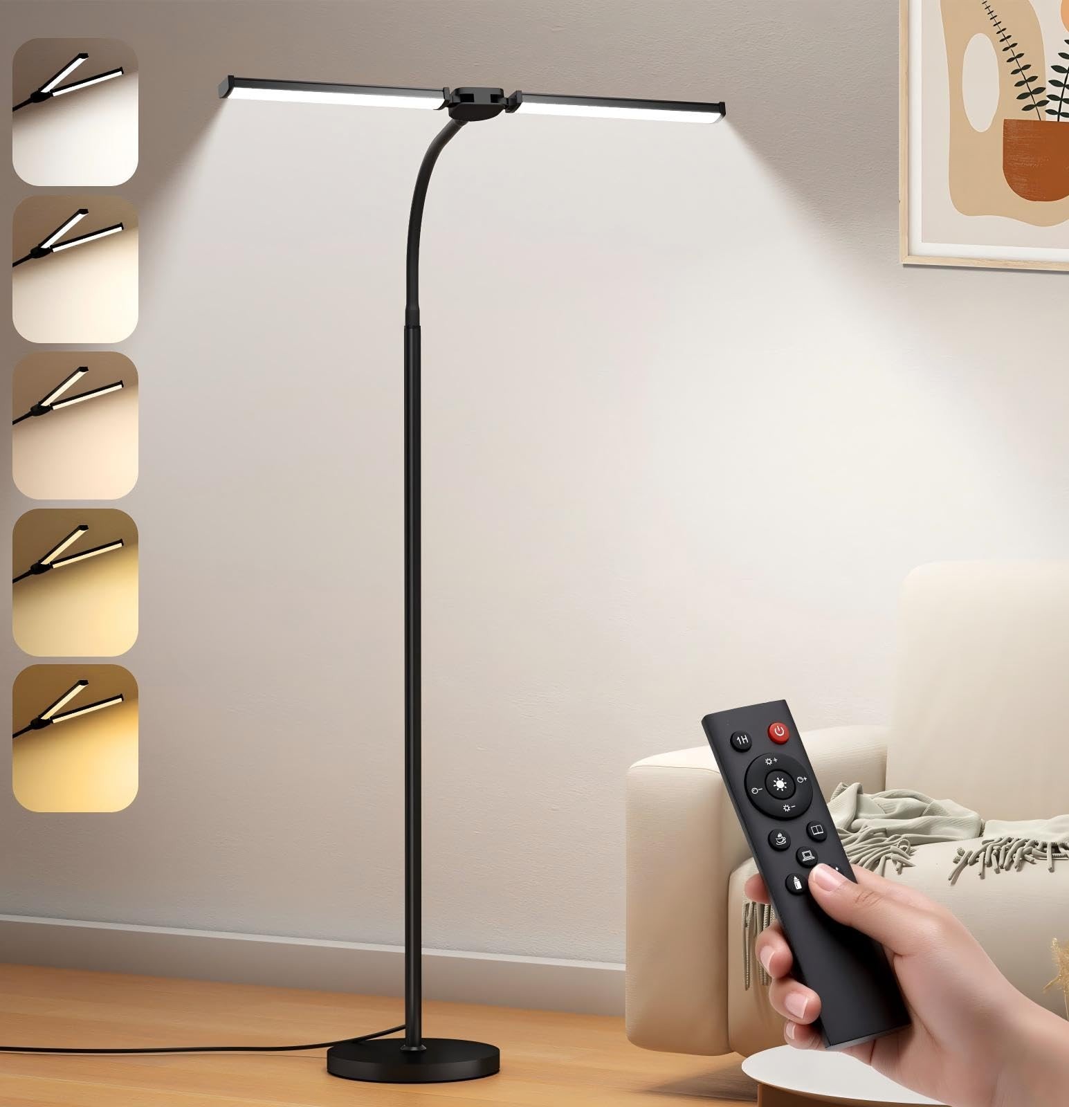 LED Floor Lamp for Living Room, Bright Reading Lamps for Office, Adjustable C...