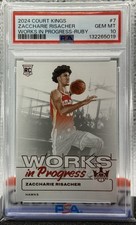 2024-25 Panini Court Kings Works in Progress Zaccharie Risacher Ruby /149 Psa 10