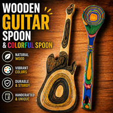 Handcrafted Wooden Guitar Spoon + Colorful Sp...