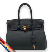Borsa a mano Hermès Birkin 30 D Togo hardware nero oro