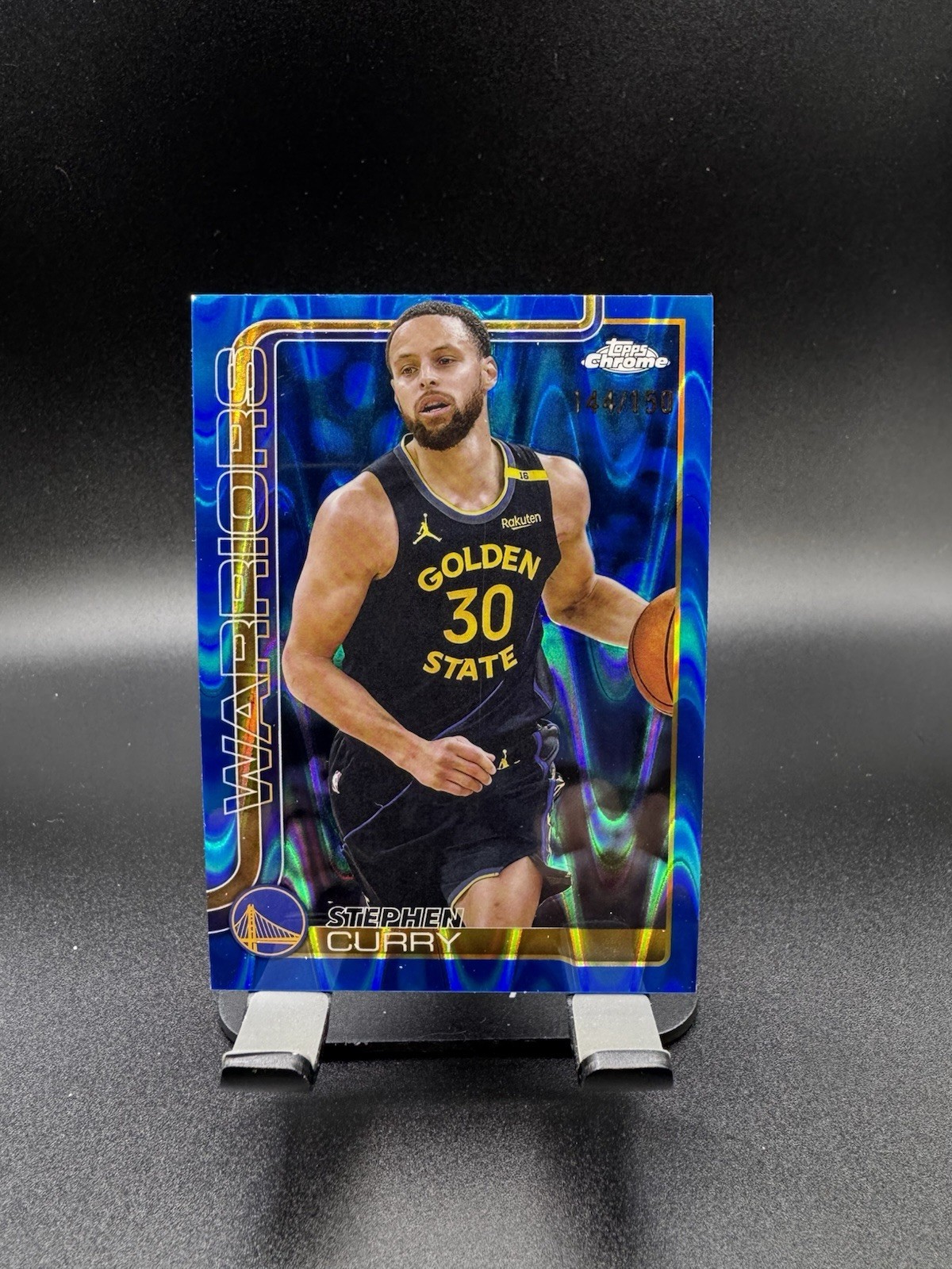 Stephen Curry 2025-26 Topps Chrome Blue RayWave #201 /150 Golden State Warriors