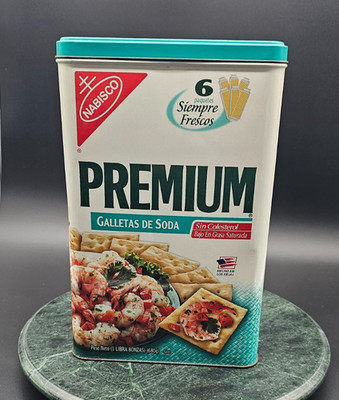 Nabisco Premium Soda Cracker tin  2004 One Side English Other Side Spanish USA