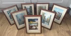 John Speirs Vintage Worlds Most Romantic Cities Framed Matted Lithographs x7
