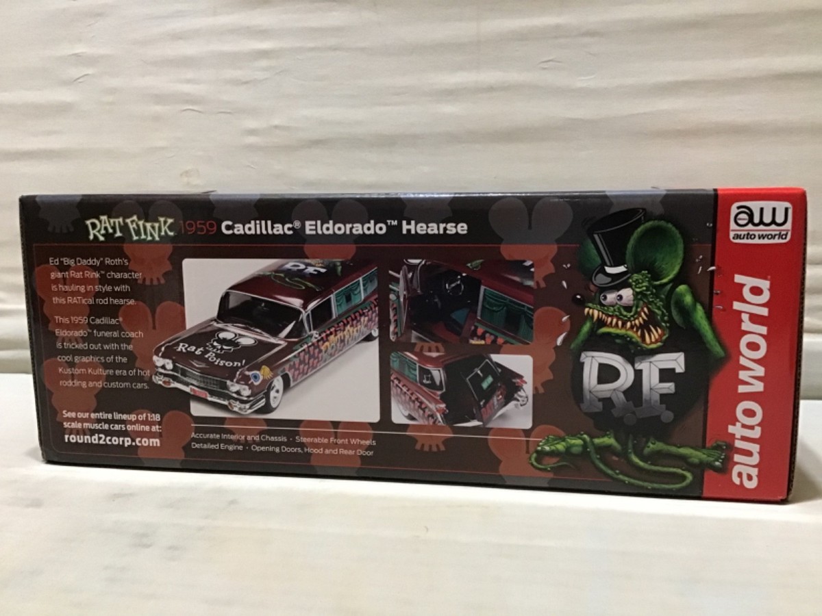 RAT FINK HEARSE BIG DADDY SEWER GREEN 1959 CADILLAC 1/18 AUTO