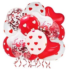 75 PCS Valentine's Day Heart Balloons Decorations Kit,12 Inch Heart Printed