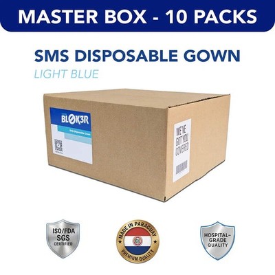 SMS Disposable Surgical Gowns 100 Count Blue Large 45gsm Sealed Master Box