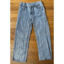 Zara Girls' Gray Shiny Sequin Jeans Size 9