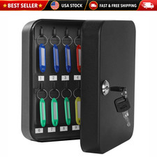 Wall Mount Key Cabinet Locking Steel Box 20 Hook Organizer Indoor Home Office
